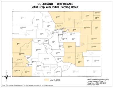 COLORADO - DRY BEANS 2008 Crop Year Initial Planting Dates SEDGWICK 115 JACKSON 057