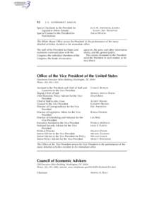 92  U.S. GOVERNMENT MANUAL Special Assistants to the President for Legislative Affairs (Senate)