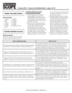 ®  THE LANGUAGE ARTS MAGAZINE January 2014 • Answers to Activity Sheets • page 1 of 12