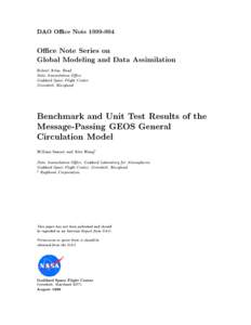 DAO Oce Note[removed]Oce Note Series on Global Modeling and Data Assimilation Robert Atlas, Head