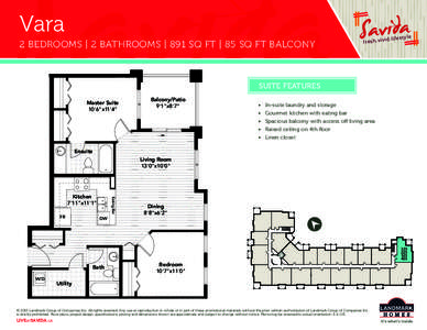 Vara 2 BEDROOMS | 2 BATHROOMS | 891 SQ FT | 85 SQ FT BALCONY fr e s h .v iv  id .l if e s ty