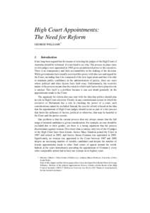 High Court Appointments: The Need for Reform GEORGE WILLIAMS* 1.