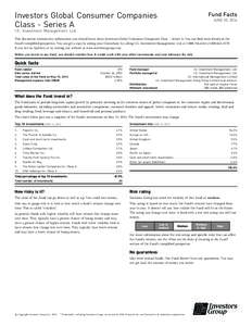 Investors Global Consumer Companies Class - Series A Fund Facts JUNE 30, 2014