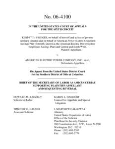 No[removed]______________________________ IN THE UNITED STATES COURT OF APPEALS FOR THE SIXTH CIRCUIT _____________________________ KERMIT D. BRIDGES, on behalf of himself and a class of persons