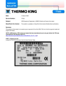 Microsoft Word - Thermo King TT503 ARBER TRU Engine IDN App 2009March12.doc