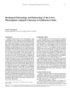 Christensen -- Brachiopod Paleontology and Paleoecology  57 Brachiopod Paleontology and Paleoecology of the Lower Mississippian Lodgepole Limestone in Southeastern Idaho