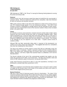 FBD Holdings plc Trading Statement 20 June 2014 FBD Holdings plc (