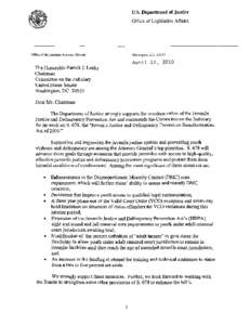 Ltr re S 678 Juvenile Justice and Delinquency Prevention Reauthorization Act of 2009