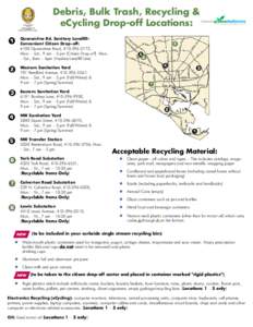 Debris, Bulk Trash, Recycling & eCycling Drop-off Locations: Quarantine Rd. Sanitary LandfillConvenient Citizen Drop-off: 6100 Quarantine Road, [removed], Mon. – Sat., 9 am – 5 pm (Citizen Drop-off) Mon. – Sat.,