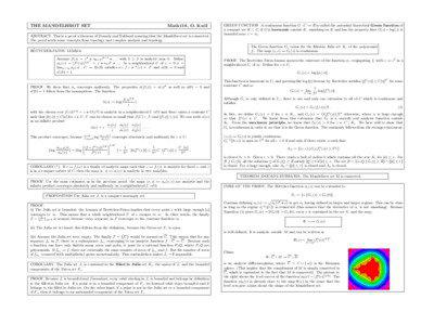 THE MANDELBROT SET  Math118, O. Knill