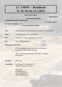 13. AMMV – Roadbook Fr 10. bis Sa[removed]Puch 230 GE fahren Kameradschaft pflegen