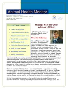 Animal Health Monitor Abbotsford Agricultural Centre 1767 Angus Campbell Rd., Abbotsford B.C. V3G 2M3 May 2010