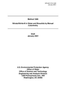 Method 1686: Nitrate/ Nitrite-N in Water and Biosolids by Manual Colorimetry