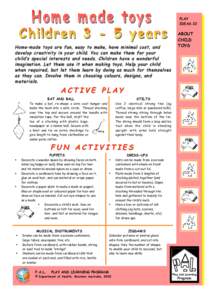 Play and Learn Fact Sheet No 22 - Home Made Toys - Children[removed]Years