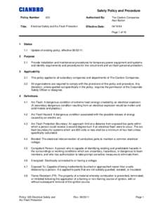 Safety Policy and Procedure Policy Number Title: 020