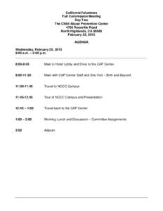 National Civilian Community Corps / Meetings / Agenda