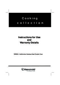 Cooking c o l l e c t i o n Instructions for Use and Warranty Details