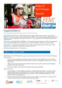 Rules of Fem’Energia Awards Organised jointly by