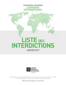 CODE MONDIAL ANTIDOPAGE  STANDARD INTERNATIONAL  LISTE DES