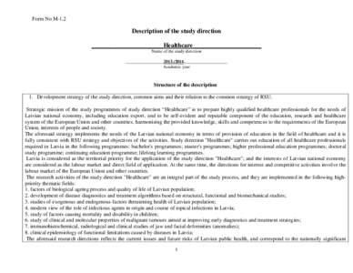 Form No M-1.2  Description of the study direction _______________________Healthcare______________________ Name of the study direction _________________2013___________________