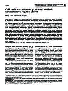 CtBP maintains cancer cell growth and metabolic homeostasis via regulating SIRT4