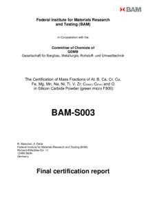 Federal Institute for Materials Research and Testing (BAM) in Co-operation with the Committee of Chemists of GDMB