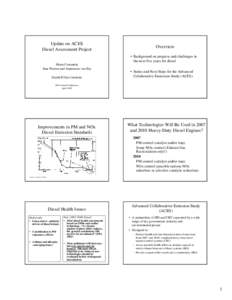 Update on ACES Diesel Assessment Project Overview • Background on progress and challenges in the next five years for diesel