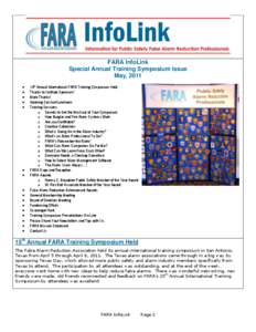 FARA InfoLink Special Annual Training Symposium Issue May, 2011   