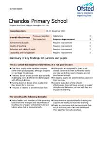 School report  Chandos Primary School Vaughton Street South, Highgate, Birmingham, B12 0YN  Inspection dates