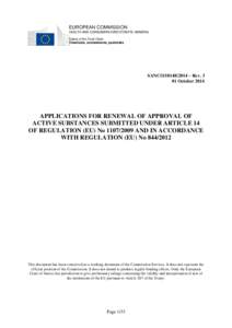 EUROPEAN COMMISSION HEALTH AND CONSUMERS DIRECTORATE-GENERAL Safety of the Food Chain Chemicals, contaminants, pesticides  SANCO[removed] – Rev. 3