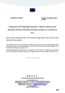EUROPEA0 U0IO0  Brussels, 19 September 2013 A[removed]Statement by EU High Representative Catherine Ashton on the