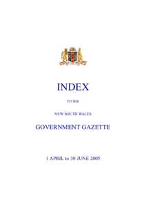 INDEX TO THE NEW SOUTH WALES  GOVERNMENT GAZETTE