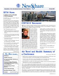 Newsletter of the International Society of Travel Medicine  Winter 2007 ISTM News Certificate of Travel Health