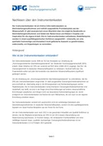 Nachlesen über den Instrumentenkasten Der Instrumentenkasten ist ein Online-Informationssystem zu Gleichstellungsmaßnahmen und enthält ausgewählte Praxisbeispiele aus der Wissenschaft. Er gibt exemplarisch einen Übe