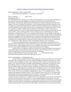 Southern Campaign American Revolution Pension Statements & Rosters Pension Application of Perry Floyd S38700 VA Transcribed and annotated by C. Leon Harris. 14 Feb[removed]State of Tennessee } May 5th 1818