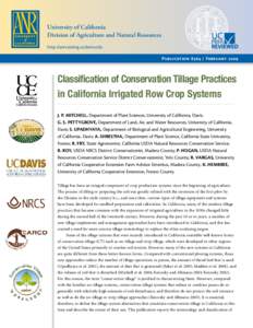 University of California Division of Agriculture and Natural Resources http://anrcatalog.ucdavis.edu PublicationFebruaryClassification of Conservation Tillage Practices