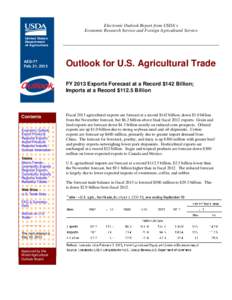 Electronic Outlook Report from USDA’s Economic Research Service and Foreign Agricultural Service United States Department of Agriculture