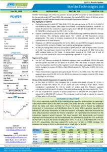 Q1FY11 Results Update   Sterlite Technologies Ltd     June 20, 2010 