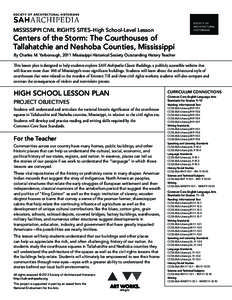 Mississippi Civil Rights Sites–High School-Level Lesson  Centers of the Storm: The Courthouses of Tallahatchie and Neshoba Counties, Mississippi By Charles M. Yarborough, 2011 Mississippi Historical Society Outstanding