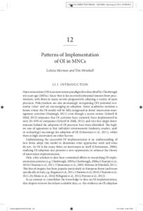 OUP UNCORRECTED PROOF – REVISES, Mon Aug, NEWGEN  12 Patterns of Implementation of OI in MNCs Letizia Mortara and Tim Minshall