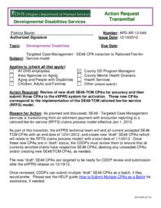 Developmental Disabilities Services Patricia Baxter Authorized Signature Topic:  Developmental Disabilities