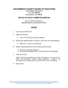 Public Notice: [removed]Policy Committee Meeting