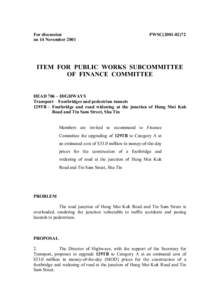 For discussion on 14 November 2001 PWSC[removed]ITEM FOR PUBLIC WORKS SUBCOMMITTEE