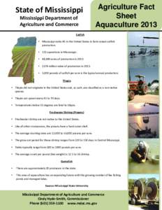 State of Mississippi Mississippi Department of Agriculture and Commerce Agriculture Fact Sheet