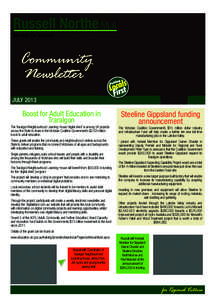 JULY[removed]Boost for Adult Education in Traralgon  Steeline Gippsland funding