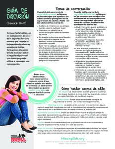 GUÍA DE DISCUSIÓN ( EdadesEs importante hablar con los adolescentes acerca