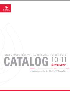 BIOLA UNIVERSITY  biola university[removed]Supplement Catalog Supplement