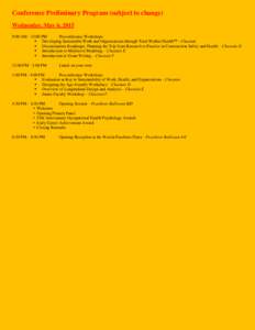 CONFERENCE PRELIMINARY PROGRAM