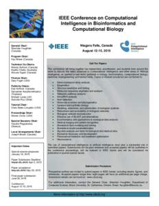 IEEE Conference on Computational Intelligence in Bioinformatics and Computational Biology Niagara Falls, Canada