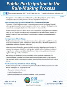 Rulemaking / Public comment / Insurance commissioner / National Association of Insurance Commissioners / Politics / Public administration / New Jersey Department of Banking and Insurance / United States administrative law / Administrative law / Decision theory